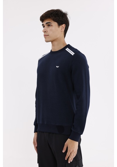 Rowinger Selanik Kumaş Yapılı Esnek Manşetli Konforlu Rahat Kesim Sweatshirt Navyblue