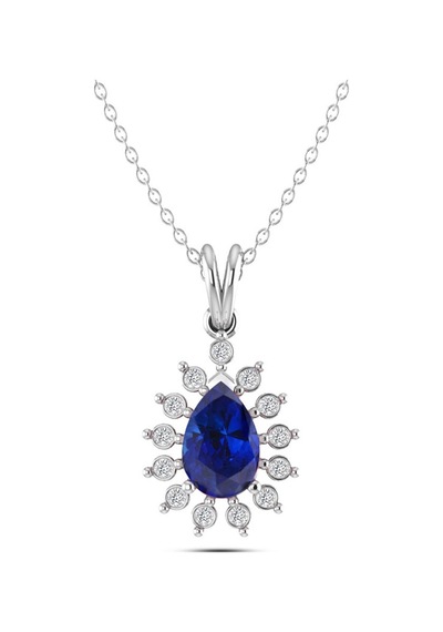 0.40 Karat Pırlantalı Safir Kolye N11.21