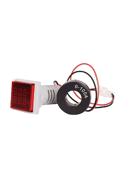 Ac 20-500v 100a Kare Dijital Voltmetre Ampermetre 220v Kırmızı Panel Montaj Led Gösterge Ekran Akım