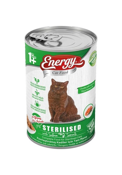 Energy Yaş Kedi Maması 400 Gr Somonlu Kısırlaştırılmış 16'li Paket