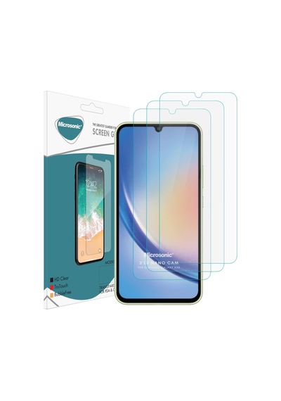 Microsonic Samsung Galaxy Uyumlu A34 Screen Protector Nano Glass Cam Ekran Koruyucu 3 Lü Paket