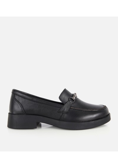 Hotiç Kadın Deri Siyah Metal Zincir Detaylı Klasik Loafer 01ayh334760a100 01ayh334760a100