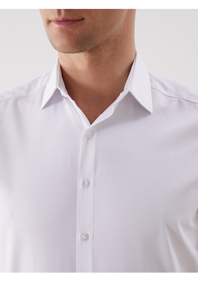Lcw Busıness Beyaz Slim Fit Kısa Kollu Gabardin Erkek Gömlek