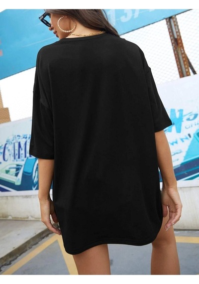 Unisex Düz Renk Oversize T-shirt 001