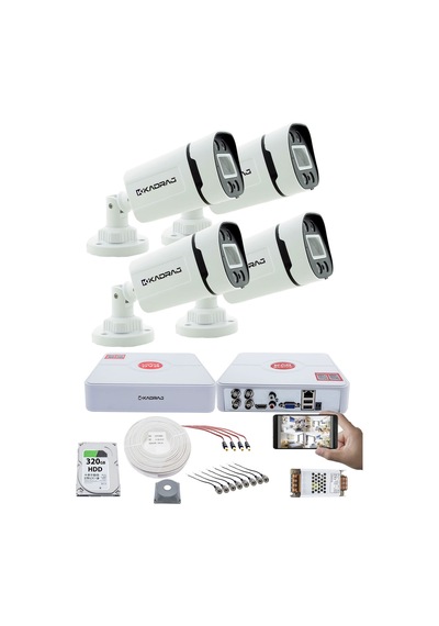 4 Kameralı Set Kadraj - Gece Renkli 5mp Sony Seculens Kdj-4s-4w-p