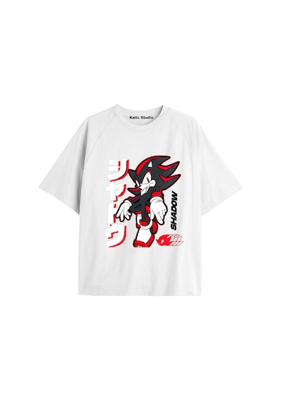 Kalic Studio Unisex Bay Sonic Desenli Beyaz Yazlık T-shirt Beyaz-184