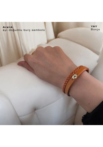 Archin Yay Burçlarına 14 Ayar Altın Plakalı Kalp Motifli Kahverengi Derili Hediye Bileklik-401burç Yay Archin Yay Burçlarına 14 Ayar Altın Plakalı Kalp Motifli Kahverengi Derili Hediye Bileklik-401burç Yay