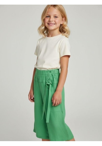Zekids Kız Çocuk Bol Paça Pantolon-16751 Yeşil