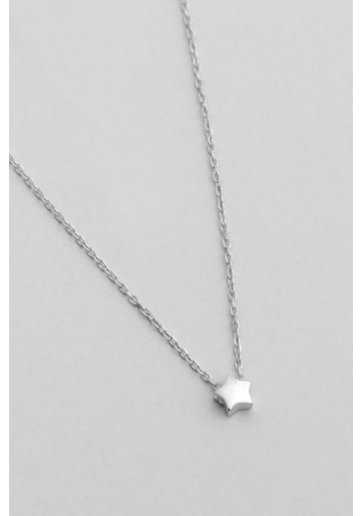 Little Star 18 Ayar Beyaz Altın Kaplama 44 Cm Gümüş Kolye Rodyum