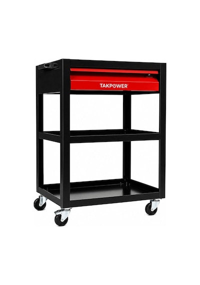 Takpower 3 Gözlü 1 Çekmeceli Parça Taşıma Arabası Kırmızı