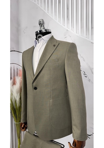 Dupont Classics Dupont Erkek Slim Fit 6 Drop Sivri Yaka Torba Cep Çift Yırtmaç Takım Elbise Haki Dupont Classics Dupont Erkek Slim Fit 6 Drop Sivri Yaka Torba Cep Çift Yırtmaç Takım Elbise Haki