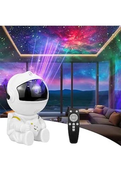Astronot Galaxy Projeksiyon Gece Lambası Beyaz