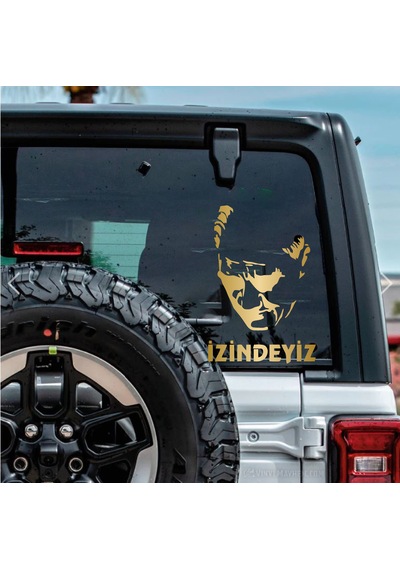 Atam İzindeyiz Atatürk Silüet Sticker - Araba Oto Motosiklet Karavan Cam Sticker - 00235 60X41 Cm