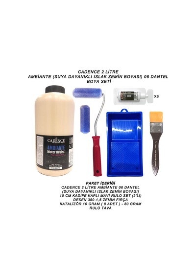 Ambiante Suya Dayanıklı Akrilik Boya Set 006 Dantel 2 Litre Katalizör Fırça Set Dantel Dantel