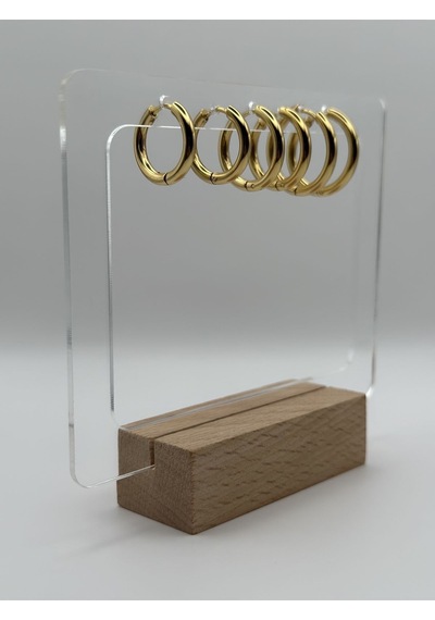 Arnes Jewelry Çelik Gold 3'lü Halka Küpe Ar04 Gold