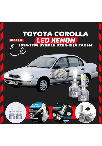 Toyota Corolla Efsane Kasa Uzun Kısa Far Uyumlu Şimşek Etkili Led Xenon Performance Series H4