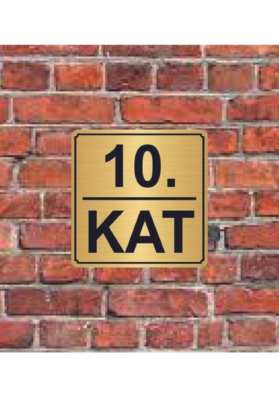 10. Kat Yazılı Metal Yönlendirme Levhası 15x15 Cm Altın