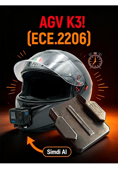 Agv K3 Ece 22.06 Çene Kamera Aparatı Tüm Aksiyon Kameralara Uyumlu, Dayanıklı Montaj Siyah