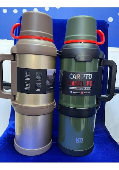 1 Adet 4 Litre 48 Saat Sıcak Soğuk Paslanmaz Çelik Dağcı Termos Siyah