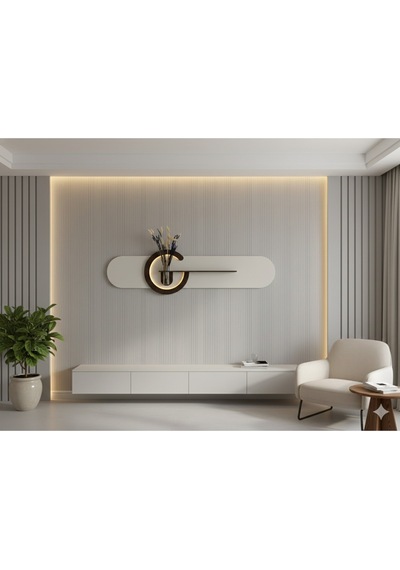 Antoryum Dekoratif Duvar Rafı Led Işıklı Ahşap İskandinav Tarzı Büyük Boy Modern Salon Duvar Rafı Çiçeklik 38x135 Cm Paris Grisi - Ahşap Ceviz