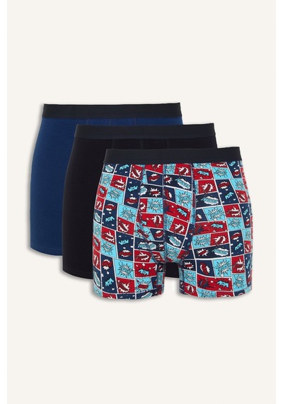 Defacto Regular Fıt Eğlenceli Baskılı 3lü Boxer H9452ax26aunv135 Lacivert-nv135