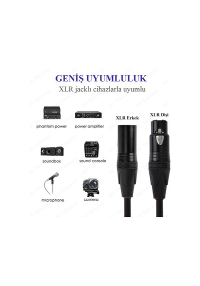 3 Pin Xlr Erkek - Dişi Mikrofon Mikser Ses Uzatma Kablosu - 1 M