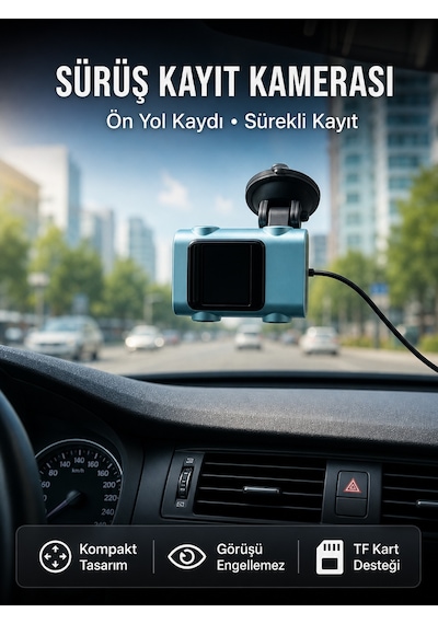 Araç Ön Cam Kamerası Sürüş Güvenliği İçin Video Kayıt Yeni Nesil - Lisinya Standart