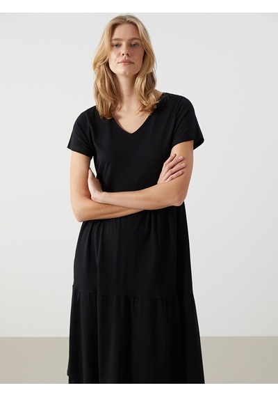 Lcw Comfort Siyah V Yaka Elbise