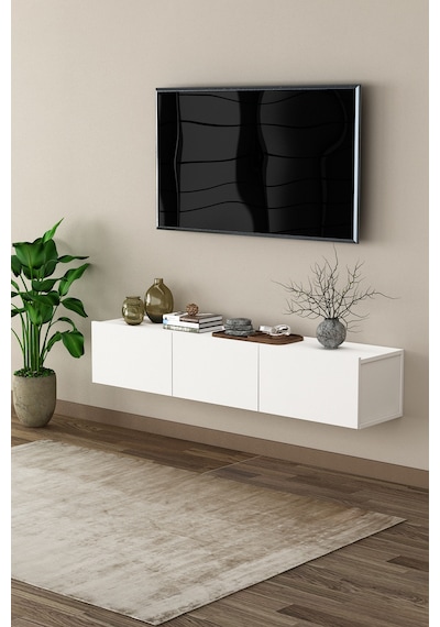 Asra Trend Tv Ünitesi Tv Sehpası T-27 %100 MDF Duvara Monte Askılı Ünite Beyaz
