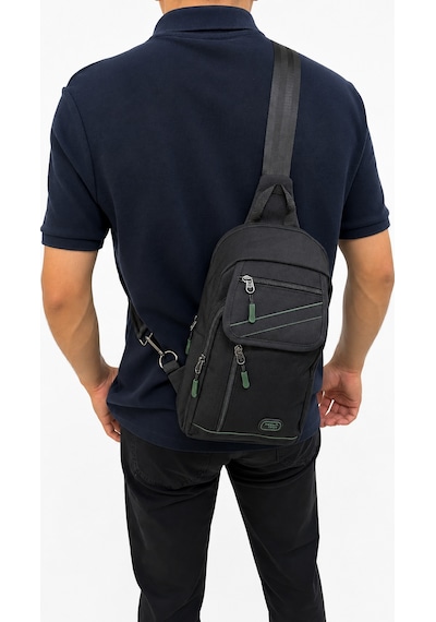 Sanmorris Seventeen Unisex Büyük Boy Hafif Ve Dayanıklı Çapraz Askılı Body Bag Siyah-haki