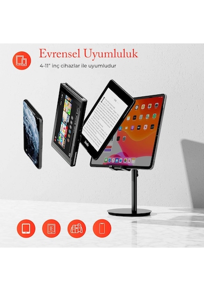 Saiji S1-ıı Masa İçin Cep Telefonu & Tablet Standı, Ayarlanabilir Yükseklik Açısı, İphone, İpad, Samsung Vb. Tüm 4''-11''ekranlar İçin Uyumludur. Siyah