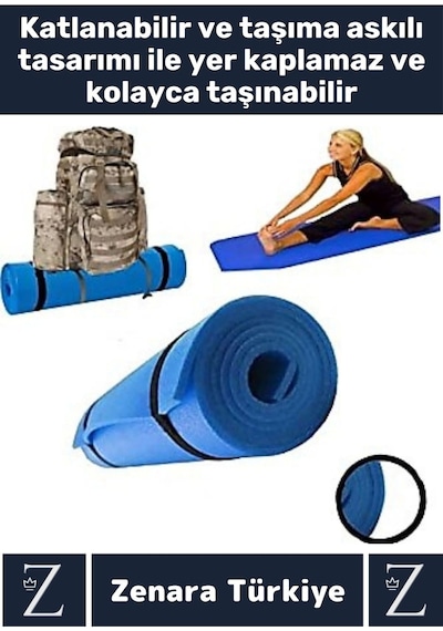 Özel Üretim Kompakt Taşıma Askılı Çift Taraflı Su Geçirmez Kamp Uyku Minder Yoga Pilates Matı 16 Mm Çok Renkli