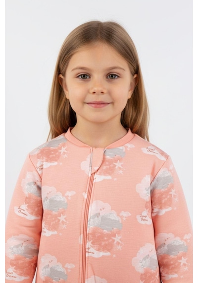 Cantoy Kız Çocuk Elyaf Dolgulu Premium Kalite 2 Tog Desenli Uyku Tulumu Pudra