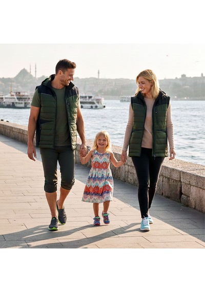 Sara Comfort Plus Hibrit Yelek Gri - Yeşil