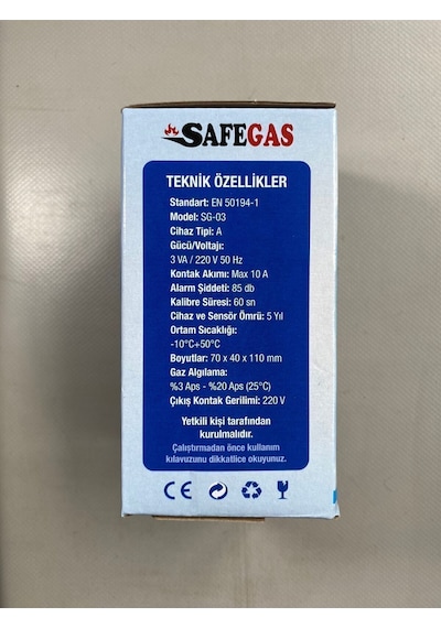 Safegas Doğalgaz Ve Lpg Gaz Alarm Cihazı Ve Dedektörü Sf-03