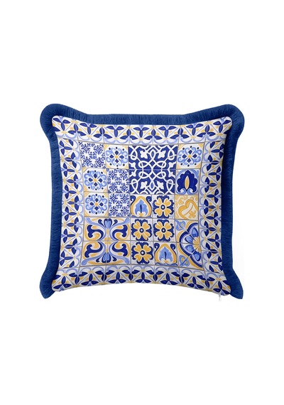 Lüks Vintage Motifli Saçaklı Yastık Kılıfı - Akdeniz Stili Mavi Altın Renkli Püsküllü Kırlent Kılıfı Mat Dumanlı Mercan Lüks Vintage Motifli Saçaklı Yastık Kılıfı - Akdeniz Stili Mavi Altın Renkli Püsküllü Kırlent Kılıfı Mat Dumanlı Mercan
