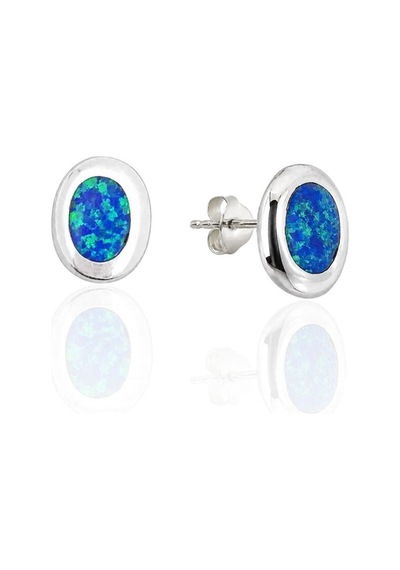 Oya Silver Oval Form Opal Taşlı Gümüş Küpe 1.2x0.4cm Oyok380