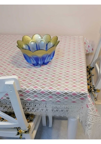 İthal Pvc Muşamba - Desenli Silinebilir Masa Örtüsü 11lace002 Renkli