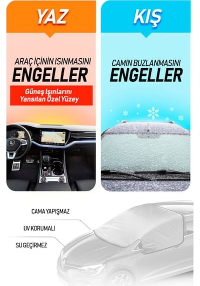 Yarım Branda Araba Oto Kar Buz Güneş Önleyici Ön Yan Arka Cam Koruyucu Araç Örtüsü Universal