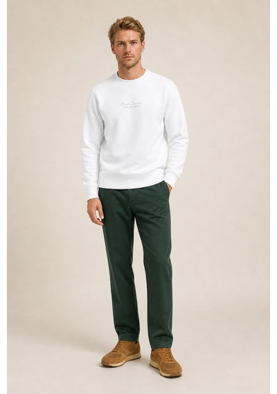 Redline Clavin Erkek Regular Fit Yeni Sezon Pamuklu Sweatshirt Beyaz
