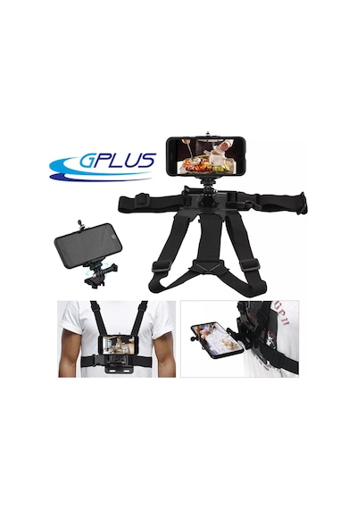 Gplus GP6026PVJ Cep Telefonu Tutuculu Vlog Video Göğüs Kemeri Siyah