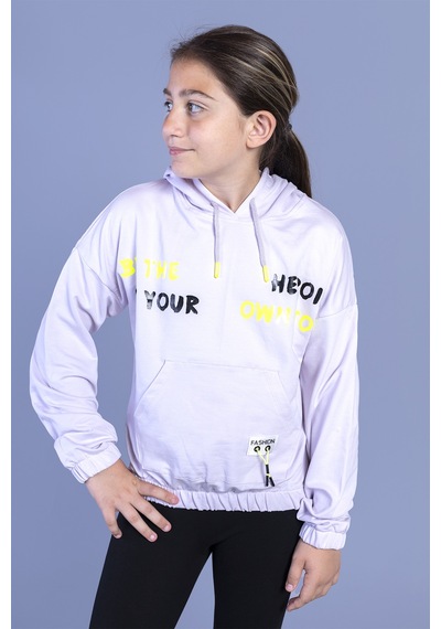 Toontoy Kız Çocuk Kapüşolu Kanguru Cepli Baskılı Sweatshirt Pembe