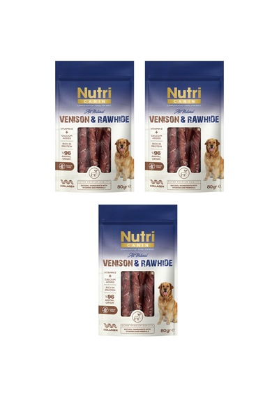 Nutri Canin Rawhide Geyik Eti Sargılı Kemik Köpek Ödülü 80 G X 3 Adet