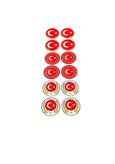 Türkiye Bayrak Sevdalılarına Özel Plaka Pulu 12'li Pul Ve Türk Bayrağı Damla Sticker