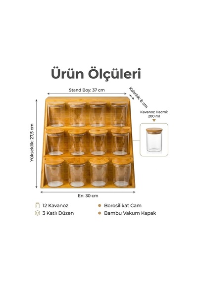 Deconox Bambu Standlı 12 Li Baharatlık Seti, 200 Ml Borosilikat Cam Kavanoz, Bambu Vakum Kapaklı, Tezgâh Üstü Ve Çekmece İçi Düzenleyici Çok Renkli Deconox Bambu Standlı 12 Li Baharatlık Seti, 200 Ml Borosilikat Cam Kavanoz, Bambu Vakum Kapaklı, Tezgâh Üstü Ve Çekmece İçi Düzenleyici Çok Renkli