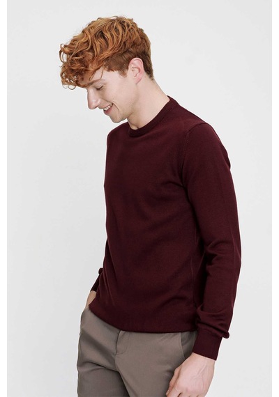 Morven Basic Dinamik Fit Rahat Kesim Bisiklet Yaka Triko Kazak 99kc017005752 Koyu Bordo
