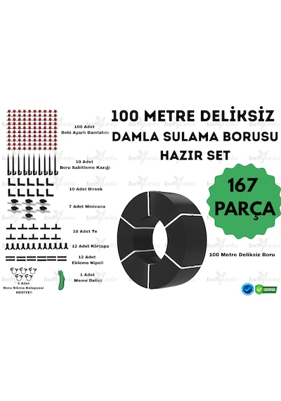 Lovemygarden 100 Metre Deliksiz Damla Sulama Borusu Ve Sulama Seti - Ø16 Mm