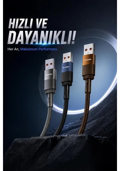 Premium Teknoloji Ürünü Günlük Kullanım Şarj Kablosu Usb To Type-c Data Kablo U18 Kahverengi