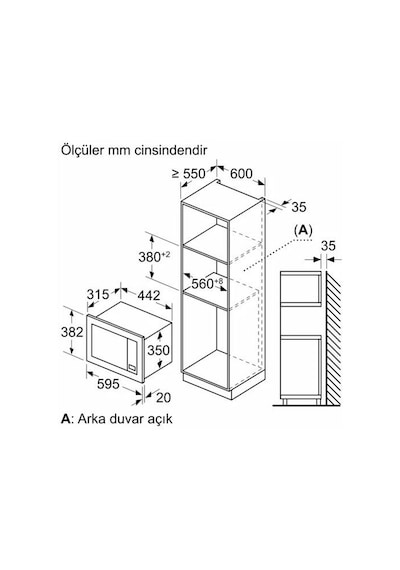 Bosch BFL623MG3 20 LT Ankastre Mikrodalga Fırın Inox