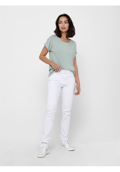 Only Onlmoster Strıpe S/s O-neck Top Jrs Noos Kadın Yeşil Bluz - 15206243